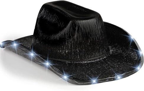Unisex Cowboy Hat Light Up Flashing LED Brim Fun Light Up Hat For Halloween Birthday Party Prom in Saudi Arabia