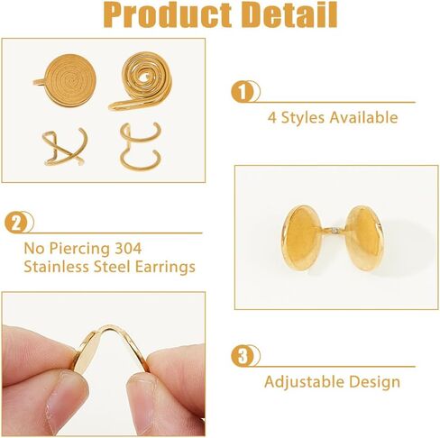 Pressure Earrings for Keloids Stainless Steel Non-Pierced Earrings Cuff Earrings Spiral Compression Earrings Adjustable Clip Earrings for Women Men Ladies in Kuwait