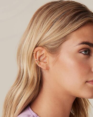 Gold Ear Cuffs for Women Non Piercing, Dainty 14K Gold Plated Hypoallergenic Ear Clip Earrings Set Trendy Thin Cubic Zirconia Irregular Claw Cartilage Fake Earring Jewelry Gifts in Kuwait
