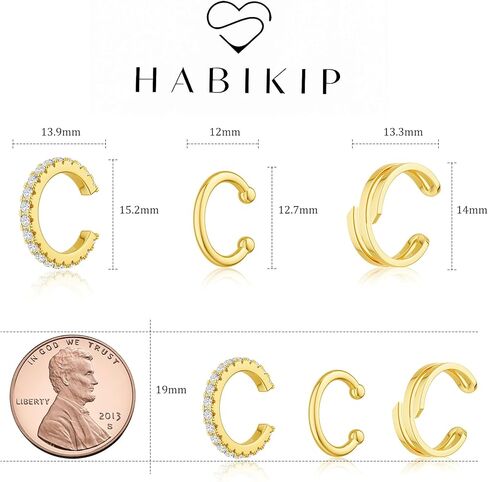 Gold Ear Cuffs for Women Non Piercing, Dainty 14K Gold Plated Hypoallergenic Ear Clip Earrings Set Trendy Thin Cubic Zirconia Irregular Claw Cartilage Fake Earring Jewelry Gifts in Kuwait