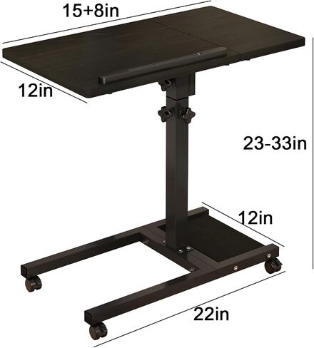 Laptop Desk Bed Desk Laptop Stand for Bed Portable Desk Overbed Bedside Table Mobile Laptop Table Rolling Desk Foldable Table Adjustable Height with Locked Wheels & Mouse Pad Table for Bed Office Sofa in Saudi Arabia