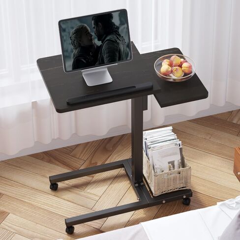 Laptop Desk Bed Desk Laptop Stand for Bed Portable Desk Overbed Bedside Table Mobile Laptop Table Rolling Desk Foldable Table Adjustable Height with Locked Wheels & Mouse Pad Table for Bed Office Sofa in Saudi Arabia