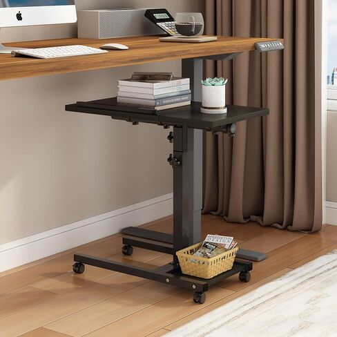 Laptop Desk Bed Desk Laptop Stand for Bed Portable Desk Overbed Bedside Table Mobile Laptop Table Rolling Desk Foldable Table Adjustable Height with Locked Wheels & Mouse Pad Table for Bed Office Sofa in Saudi Arabia