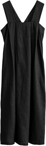Amazhiyu Women's 100% Linen Sleeveless Strap Midi Dresses with Pockets Summer Casual in Saudi Arabia
