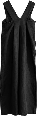 Amazhiyu Women's 100% Linen Sleeveless Strap Midi Dresses with Pockets Summer Casual in Saudi Arabia