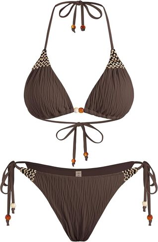 مثلث الملمس النسائي Zaful Pikini Pikini مجموعات الرسن علاقات Swimsuit Tie Sides Thong Swimwear بدلة السباحة قطعتين in Saudi Arabia
