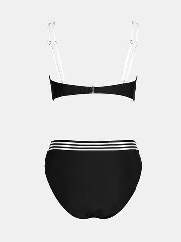 CUPSHE Women's Bikini Sets V Neck Two Piece Bathing Suit High Waisted Color Block Adjustable Double Straps Back Hook in Kuwait