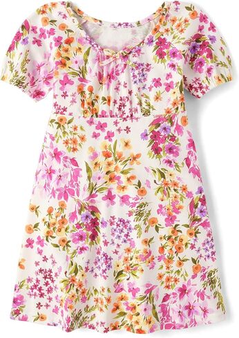 The Children's Place Girls' Short Sleeve Everyday Dresses, Pink Tropic 2-Pack in Saudi Arabia