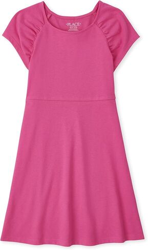 The Children's Place Girls' Short Sleeve Everyday Dresses, Pink Tropic 2-Pack in Saudi Arabia