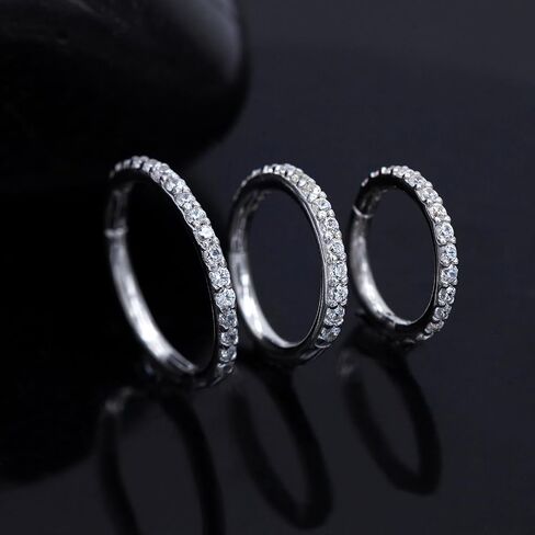 14K GOLD 16G 20G 8MM/10MM حلقات الحاجز للنساء والرجال ، حلقات الماس المحاكاة من CZ للأنف ، الحلزوني ، روك ، تراغوس ، ديث ، هيبوالرجينيك ، قرط مقسم مفصلي طوق in Kuwait
