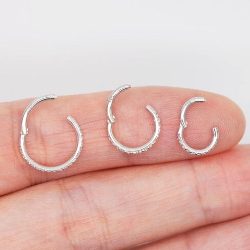 14K GOLD 16G 20G 8MM/10MM حلقات الحاجز للنساء والرجال ، حلقات الماس المحاكاة من CZ للأنف ، الحلزوني ، روك ، تراغوس ، ديث ، هيبوالرجينيك ، قرط مقسم مفصلي طوق in Kuwait