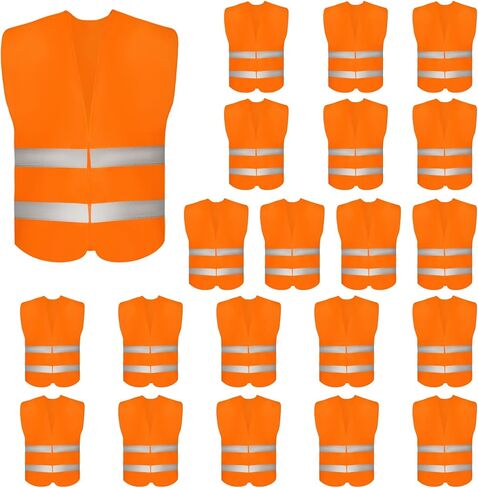 10 Pack High Visibility Safety Vest for Traffic Work, Running, Surveyor and Security Guard - Construction Vest with 2 Reflective Strips, Made from Breathable and Neon Yellow Mesh Fabric in Saudi Arabia