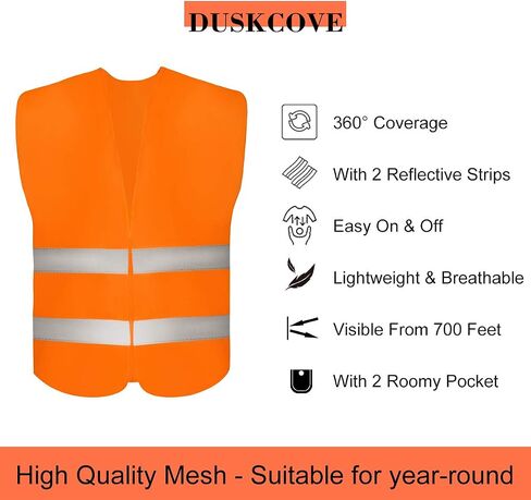 10 Pack High Visibility Safety Vest for Traffic Work, Running, Surveyor and Security Guard - Construction Vest with 2 Reflective Strips, Made from Breathable and Neon Yellow Mesh Fabric in Saudi Arabia