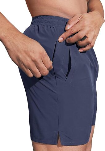 2 حزمة شورتات رياضية للرجال 5 "شورتات صالة رياضية خفيفة الوزن الجافة الجافة مع جيب سحاب مخفي in Kuwait