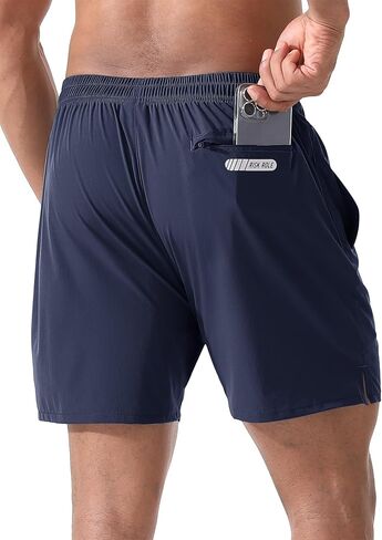 2 حزمة شورتات رياضية للرجال 5 "شورتات صالة رياضية خفيفة الوزن الجافة الجافة مع جيب سحاب مخفي in Kuwait