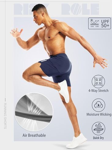 2 حزمة شورتات رياضية للرجال 5 "شورتات صالة رياضية خفيفة الوزن الجافة الجافة مع جيب سحاب مخفي in Kuwait