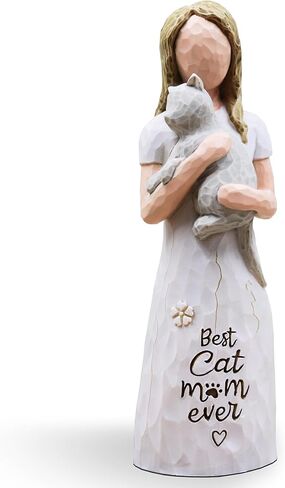 Cat Gifts for Women, Cat Lover Gifts for Women, Cats Mom Gifts for Womens, Cat Gifts for Cat Lovers, Cat Themed Gifts, Cat Figurines - Best Cat mom Ever, Sculpted Hand-Painted Figurine (Grey) in Kuwait