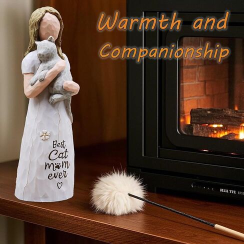 Cat Gifts for Women, Cat Lover Gifts for Women, Cats Mom Gifts for Womens, Cat Gifts for Cat Lovers, Cat Themed Gifts, Cat Figurines - Best Cat mom Ever, Sculpted Hand-Painted Figurine (Grey) in Kuwait
