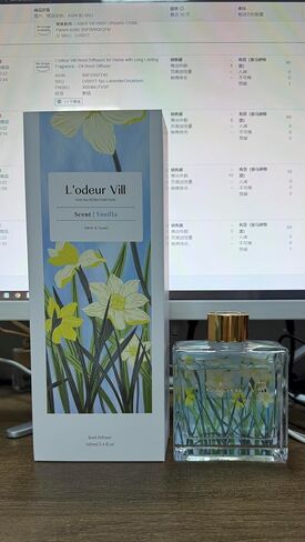L'Odeur Vill Reed Diffuser Set/Vanilla/100ml/1 pack مع 8 قصب من القصب/موزع العطور المنزلية ، ناشر رائحة الزيت لرفع رف الحمام in Kuwait