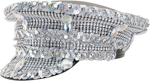 Jeweled Bridal Captain Hat with Crystals for Wedding, Prom, Party - Silver in Saudi Arabia