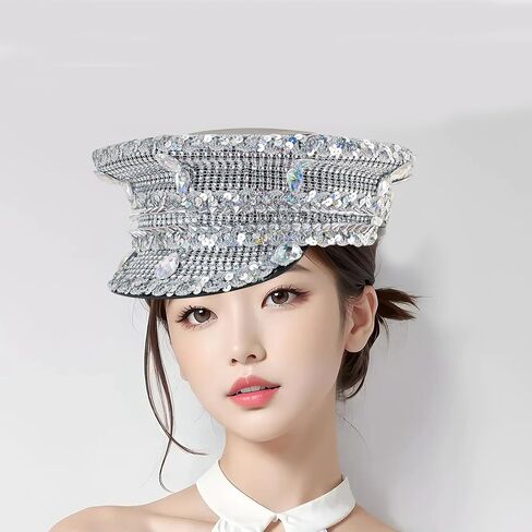 Jeweled Bridal Captain Hat with Crystals for Wedding, Prom, Party - Silver in Saudi Arabia