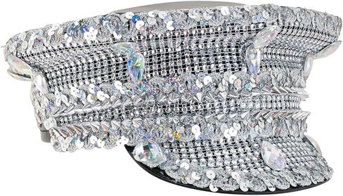 Jeweled Bridal Captain Hat with Crystals for Wedding, Prom, Party - Silver in Saudi Arabia