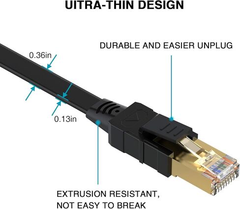 كابل Lovicool Cat 8 Ethernet بطول 75 قدمًا، سلك تصحيح LAN مسطح للإنترنت أبيض محمي عالي السرعة، 26AWG 40 جيجابت في الثانية 2000 ميجا هرتز SFTP مع RJ45 مطلي بالذهب مقاوم للطقس S/FTP مقاوم للأشعة فوق البنفسجية لجهاز التوجيه/الألعاب/المودم in Kuwait