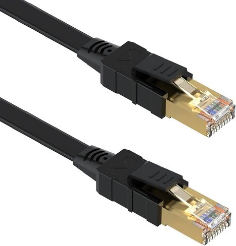 كابل Lovicool Cat 8 Ethernet بطول 75 قدمًا، سلك تصحيح LAN مسطح للإنترنت أبيض محمي عالي السرعة، 26AWG 40 جيجابت في الثانية 2000 ميجا هرتز SFTP مع RJ45 مطلي بالذهب مقاوم للطقس S/FTP مقاوم للأشعة فوق البنفسجية لجهاز التوجيه/الألعاب/المودم in Kuwait