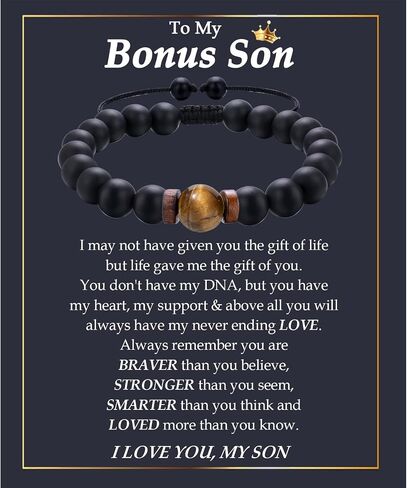 Gifts for Mens Boy Dad Husband Brother Boyfriend Son Uncle Nephew Grandson Grandpa Son in Law Stepdad New Dad, Tiger Eye Beaded Bracelet Gifts for Birthday Fathers Day Graduation Christmas Presents in Kuwait