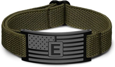 Initial Letters American Flag Bracelets for Men Boys,Letter Military Bracelets,Waterproof Adjustable Elastic Stretch Strap，Patriotic Jewelry, 4th of July，Memorial Day，Graduation Easter Basket Stuffers Gifts for Son,Boyfriend,Husband or Dad in Saudi Arabia