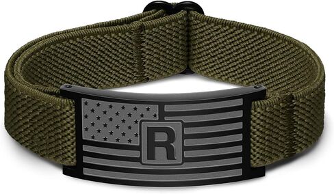 Initial Letters American Flag Bracelets for Men Boys,Letter Military Bracelets,Waterproof Adjustable Elastic Stretch Strap，Patriotic Jewelry, 4th of July，Memorial Day，Graduation Easter Basket Stuffers Gifts for Son,Boyfriend,Husband or Dad in Saudi Arabia