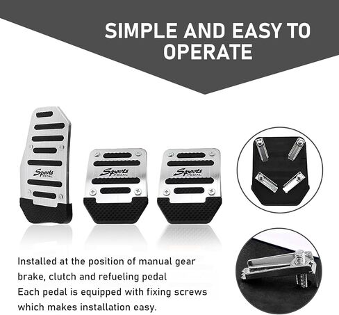 3 PCS Car Accelerator + Brake + Clutch Foot Pedal Kit, Alloy + Rubber Anti-Slip Transmission Pedal Cover Anti-Friction Pedal, Modification Accessories, for Most Manual Vehicles (Red) in Saudi Arabia