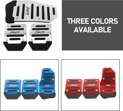 3 PCS Car Accelerator + Brake + Clutch Foot Pedal Kit, Alloy + Rubber Anti-Slip Transmission Pedal Cover Anti-Friction Pedal, Modification Accessories, for Most Manual Vehicles (Red) in Saudi Arabia