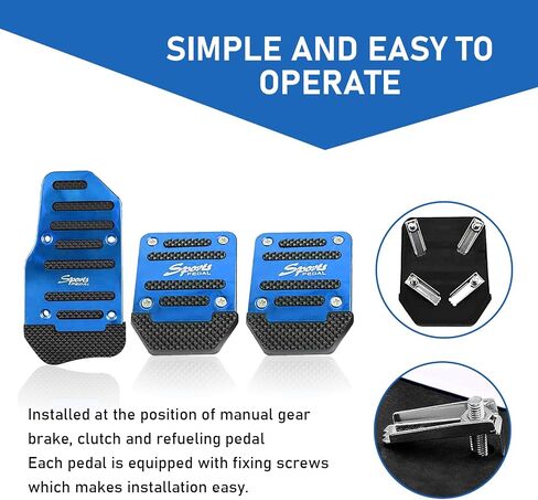 3 PCS Car Accelerator + Brake + Clutch Foot Pedal Kit, Alloy + Rubber Anti-Slip Transmission Pedal Cover Anti-Friction Pedal, Modification Accessories, for Most Manual Vehicles (Red) in Saudi Arabia