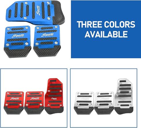 3 PCS Car Accelerator + Brake + Clutch Foot Pedal Kit, Alloy + Rubber Anti-Slip Transmission Pedal Cover Anti-Friction Pedal, Modification Accessories, for Most Manual Vehicles (Red) in Saudi Arabia
