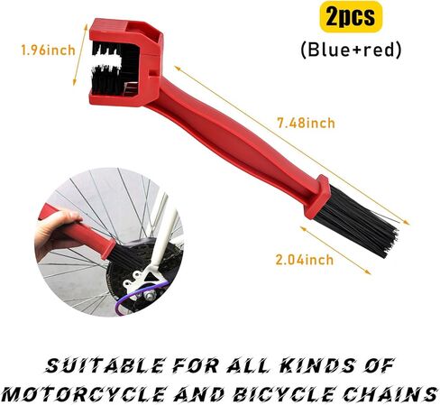 2 PCS فرشاة سلسلة الدراجات النارية ، أداة تنظيف سلسلة الدراجات ، تروس السلسلة فرشاة تنظيف الصيانة للدراجات الدراجات النارية الدراجات البخارية الثلاثية ، وملحقات الدراجات النارية (أسود+برتقالي) in Kuwait