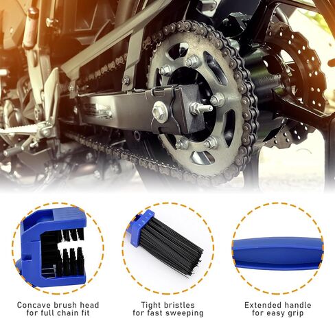 2 PCS فرشاة سلسلة الدراجات النارية ، أداة تنظيف سلسلة الدراجات ، تروس السلسلة فرشاة تنظيف الصيانة للدراجات الدراجات النارية الدراجات البخارية الثلاثية ، وملحقات الدراجات النارية (أسود+برتقالي) in Kuwait