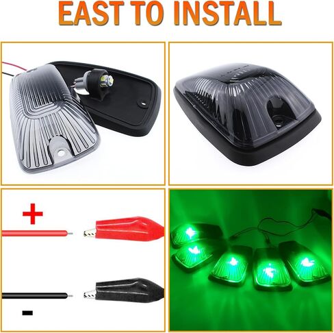 Green T10 LED Bulbs 5X Cab Marker Light Smoke Cover and Base for Roof Running Lights Top Clearance Light Compatible with 1988-2002 Chevy GMC C1500 C2500 C3500 K1500 K2500 Pickup Trucks in Saudi Arabia
