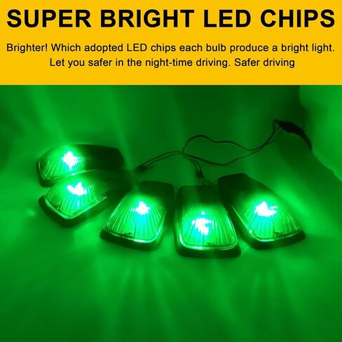 Green T10 LED Bulbs 5X Cab Marker Light Smoke Cover and Base for Roof Running Lights Top Clearance Light Compatible with 1988-2002 Chevy GMC C1500 C2500 C3500 K1500 K2500 Pickup Trucks in Saudi Arabia