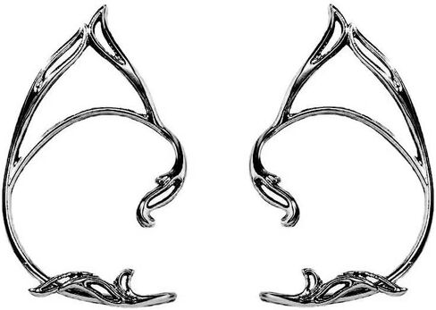 Asphire Gothic Elves Ear Cuffs 2pcs Non-Pierced Cat Ear Wrap Hollow Cartilage Climber Earrings Black Costume Ear Accessories Punk Hip Hop in Saudi Arabia