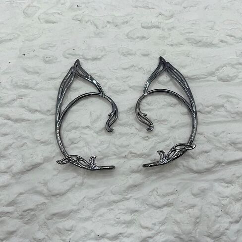 Asphire Gothic Elves Ear Cuffs 2pcs Non-Pierced Cat Ear Wrap Hollow Cartilage Climber Earrings Black Costume Ear Accessories Punk Hip Hop in Saudi Arabia