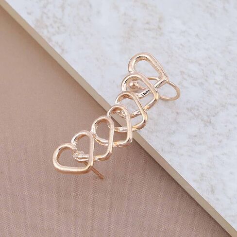 عتيقة Hollow Heart Ear Cuff أقراط مفتوحة للأذن قلب آلية Gold Heart Love Stud أقراط حب القلب أذن مقطع المجوهرات للنساء (الذهب) in Saudi Arabia