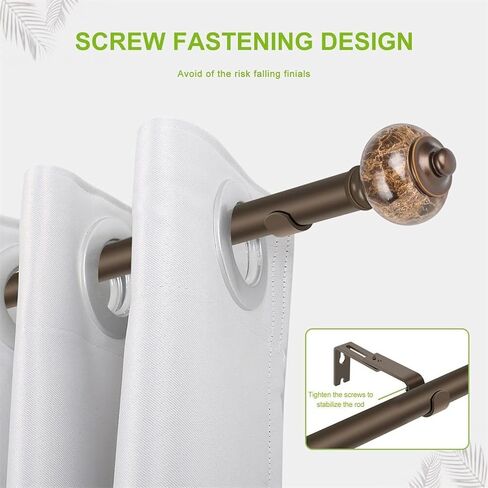 2 pack curtain rod 36-72 inch,3/4 inch Decorative,Black Marbled Finial in Kuwait