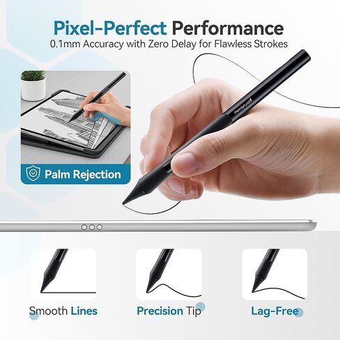 قلم رصاص لجهاز Apple iPad 2018-2024، قبضة مريحة واختصارات فعالة، استبدل قلم Apple Pencil USB-C الجيل الثاني، تدوين الملاحظات والرسم، التطبيق، رفض راحة اليد. in Kuwait