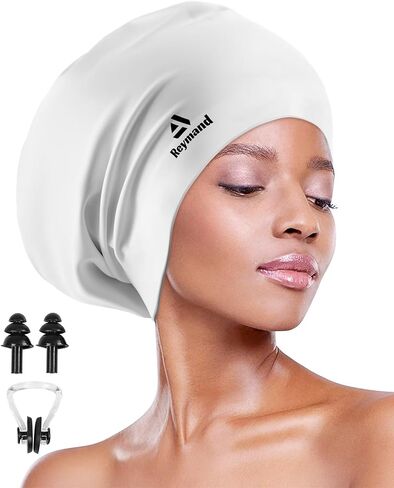 Swim Cap for Long Thick Hair, 3 Size Silicone Swimming Caps for Dreadlocks, Braids, Weaves, Extensions, Curls & Afros, Adult Waterproof Swim Hats Bathing Caps for Women Men in Kuwait