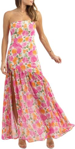 Womens Strapless Maxi Dress Slim High Slit Mesh Long Dress Sexy Party Club Night Out Dress 2024 Summer Vacation in Kuwait