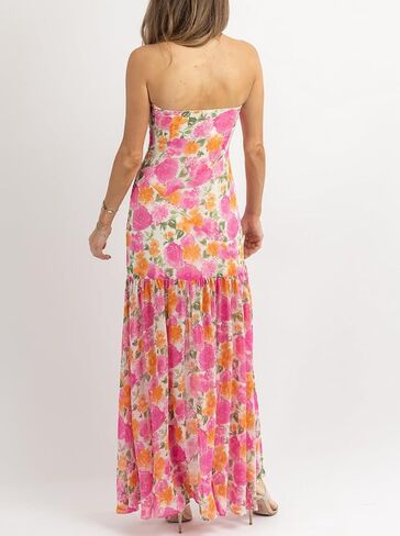 Womens Strapless Maxi Dress Slim High Slit Mesh Long Dress Sexy Party Club Night Out Dress 2024 Summer Vacation in Kuwait