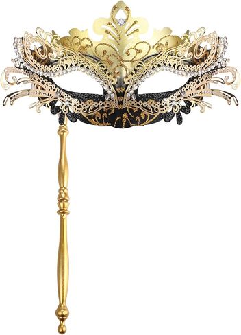 OIDEA Women's Masquerade Mask with Stick: Rhinestones Deecorations Mardi Gras Venetian Mask Carnival Party Costume Ball Mask in Kuwait