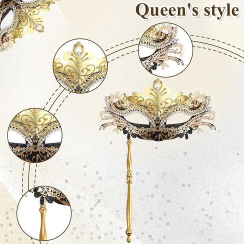 OIDEA Women's Masquerade Mask with Stick: Rhinestones Deecorations Mardi Gras Venetian Mask Carnival Party Costume Ball Mask in Kuwait