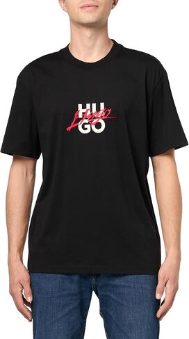 Hugo Men's Script Stack Logo Shirt Sleeve Tshirt in Kuwait
